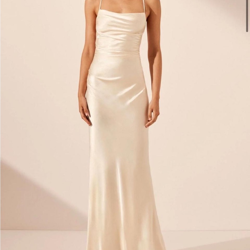 Elegant Cream Satin Dress